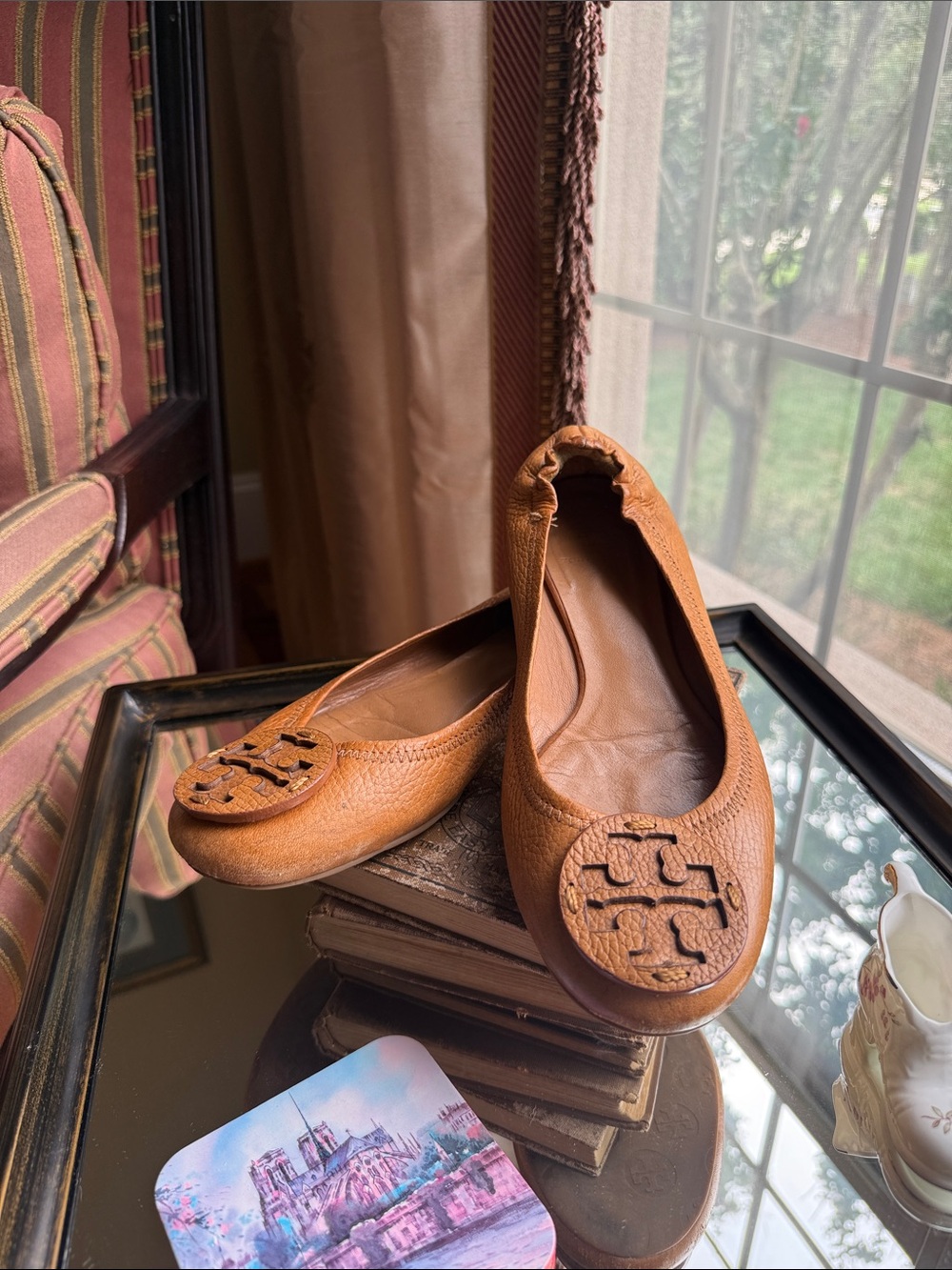 Tory Burch Women's Tan Leather Reva Ballet Flats